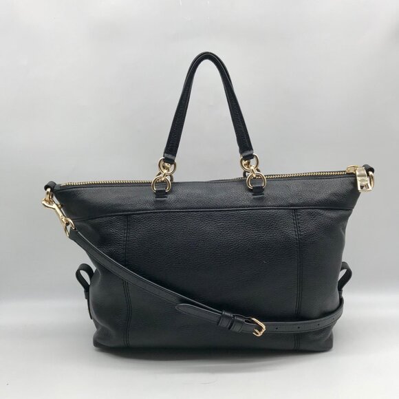 Coach Black Leather Lenox Convertible Satchel Bag F59325 - Picture 2 of 11